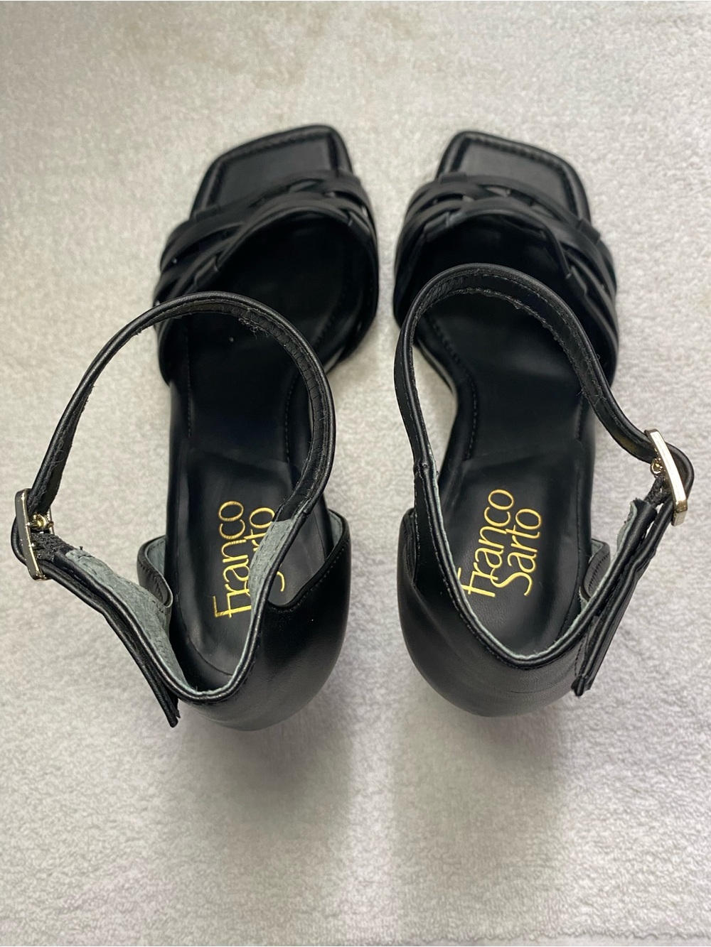 Franco Sarto Black Woven Leather Ankle-Strap Sandals Size 11 M - Picture 4 of 9